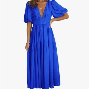 Perfect spring/summer wedding guest dress plunging v-neck midi dress.